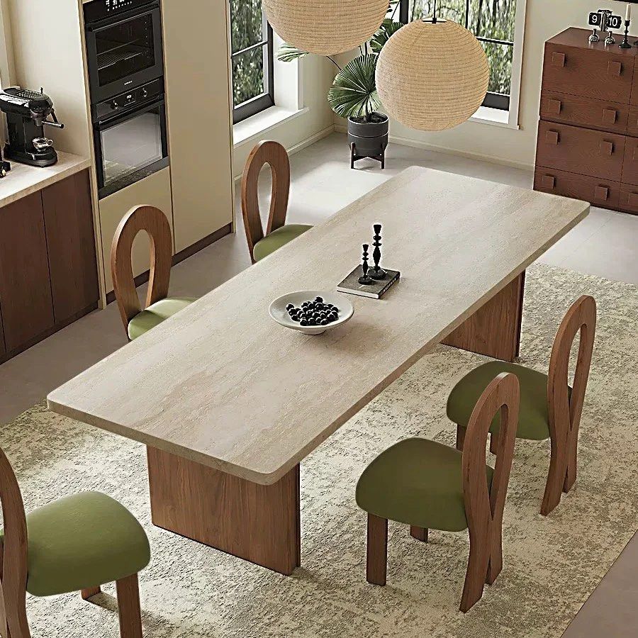 SANTOSO Modern Travertine Dining Table - Radical Homes Singapore