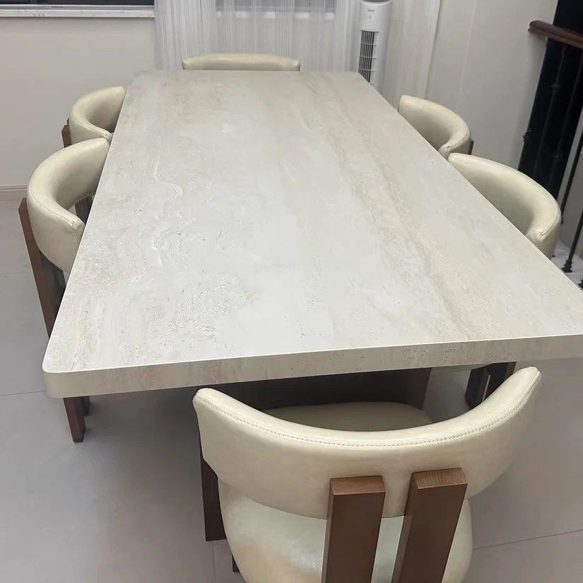 SANTOSO Modern Travertine Dining Table - Radical Homes Singapore