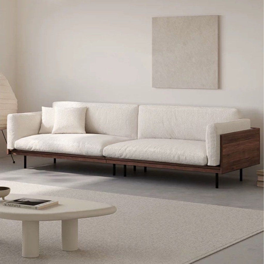 CALVIAN Rustic Walnut Fabric Sofa - Radical Homes Singapore