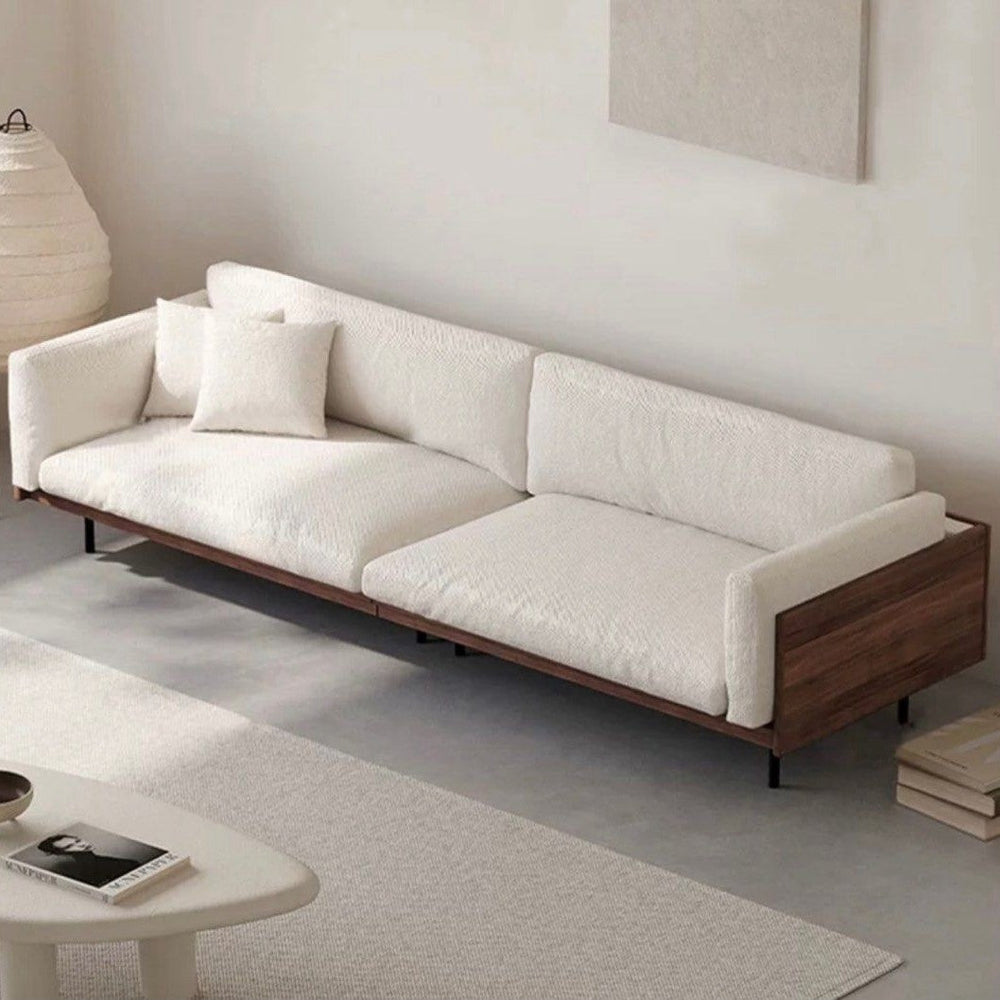 CALVIAN Rustic Walnut Fabric Sofa - Radical Homes Singapore