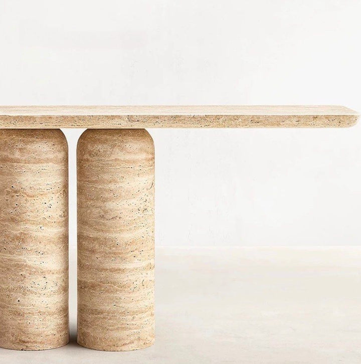KIADES Modern Travertine Console Table - Radical Homes Singapore
