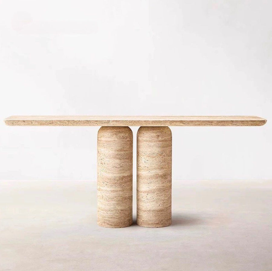 KIADES Modern Travertine Console Table - Radical Homes Singapore