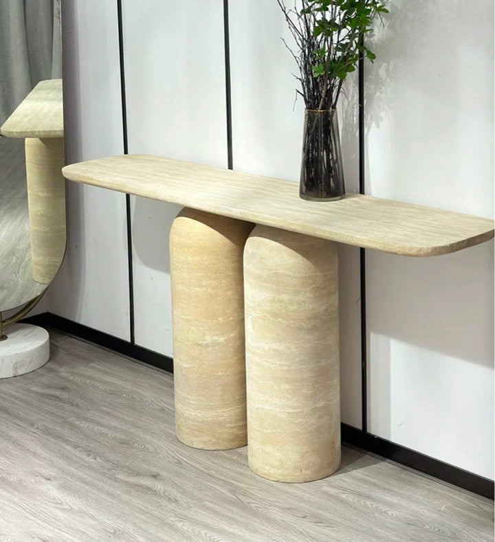 KIADES Modern Travertine Console Table - Radical Homes Singapore