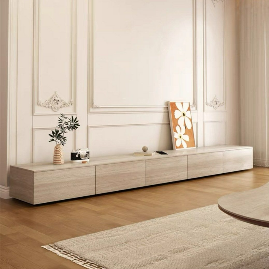 VALLAT Modern Travertine TV Console - Radical Homes Singapore