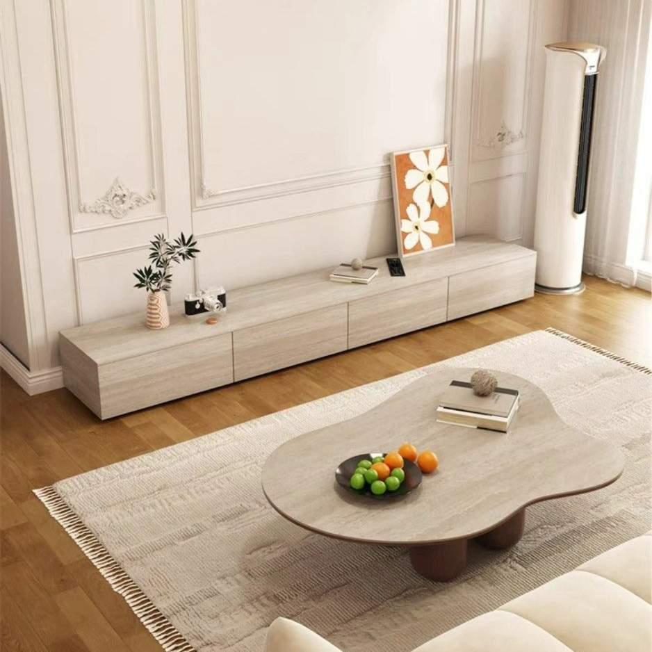 VALLAT Modern Travertine TV Console - Radical Homes Singapore