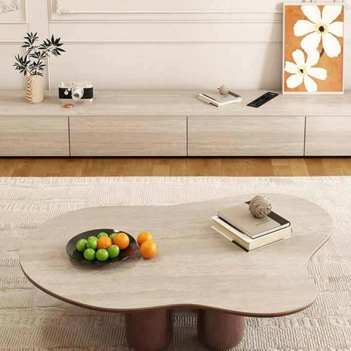 VALLAT Modern Travertine TV Console - Radical Homes Singapore