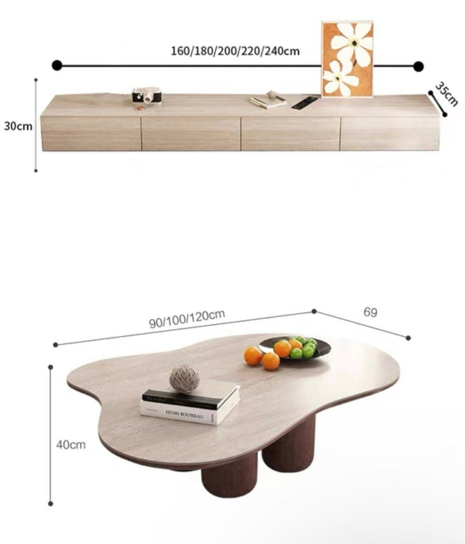 VALLAT Modern Travertine TV Console - Radical Homes Singapore
