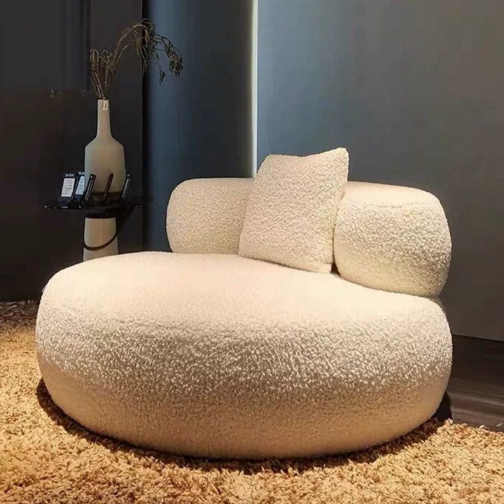 MOONLET Modern Round Boucle Lounge Chair