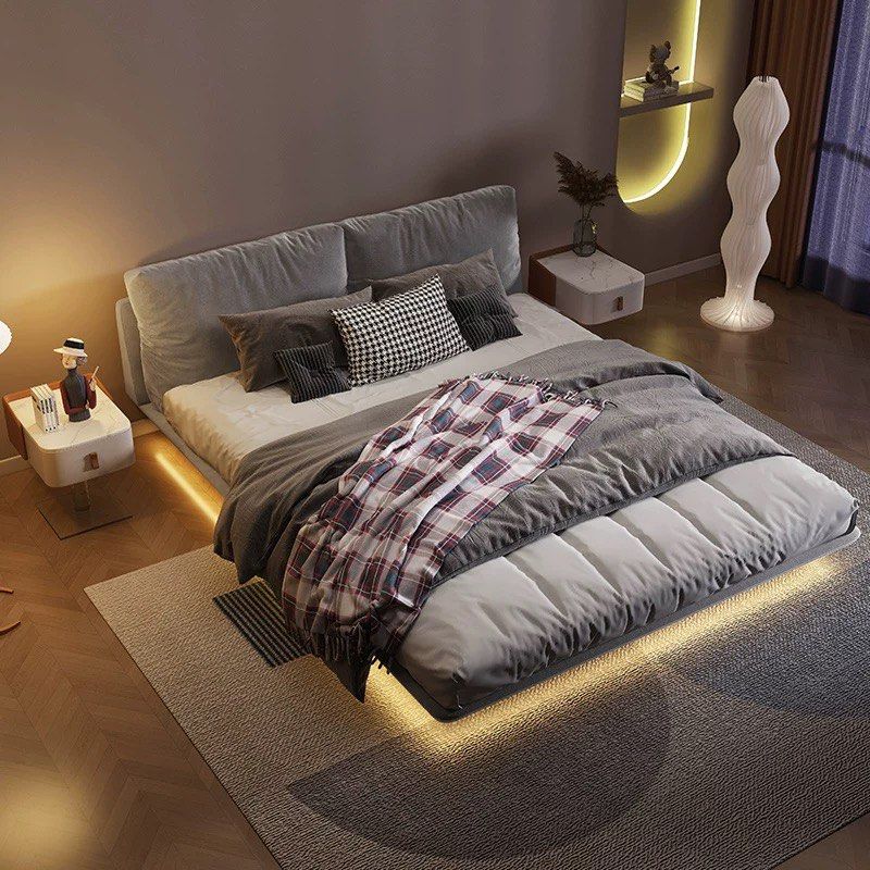 LUMI Modern Floating Fabric Bedframe - Cassa Haus Singapore