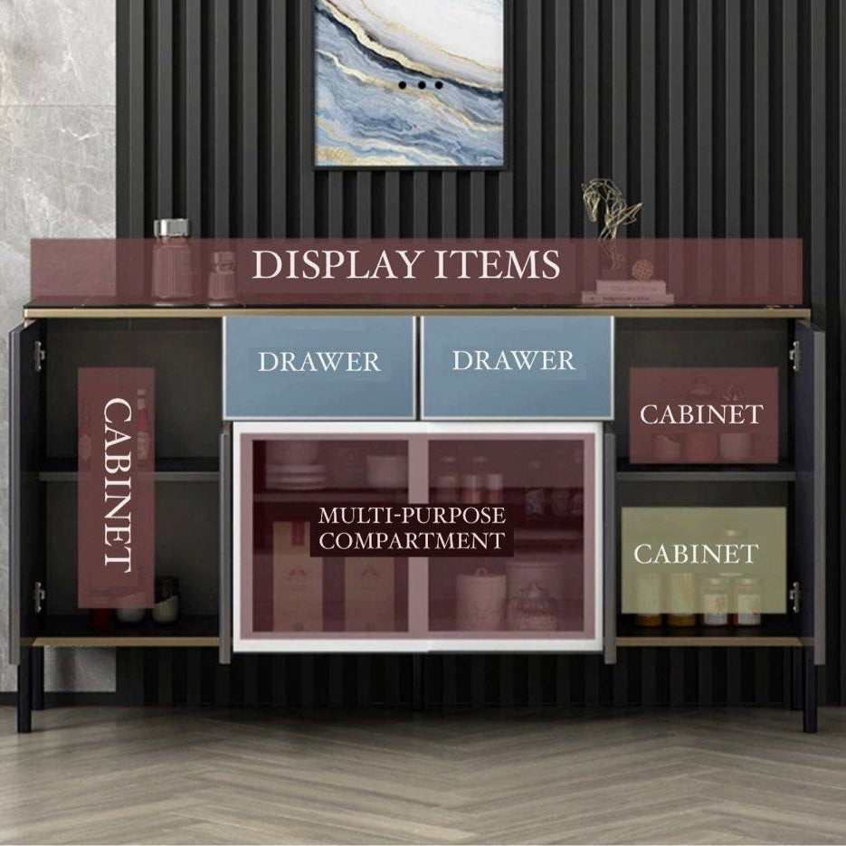 FOZAR Modern Fluted Sideboard - Radical Homes Singapore