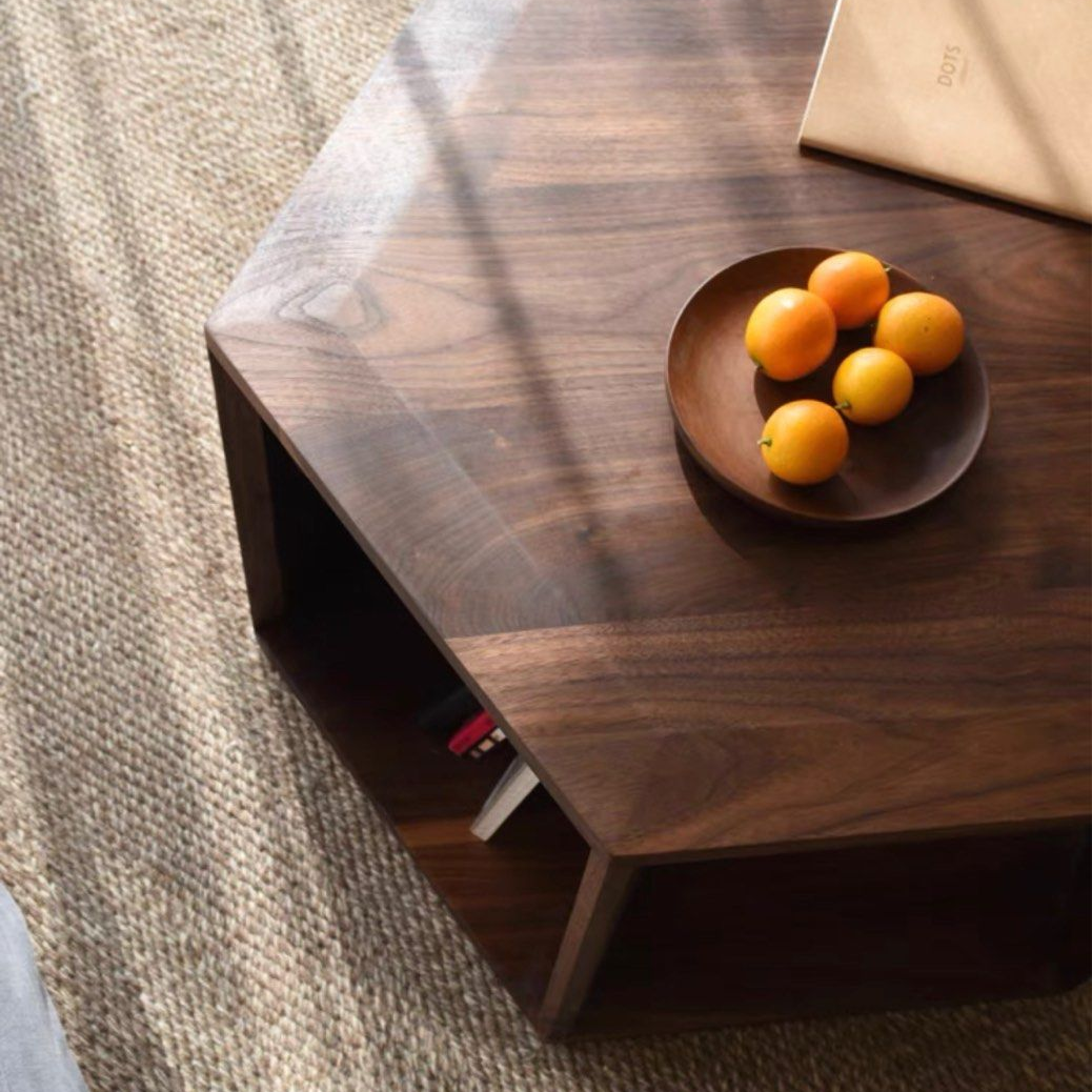 ZARETH Black Walnut Hexagon Coffee Tables - Cassa Haus Singapore