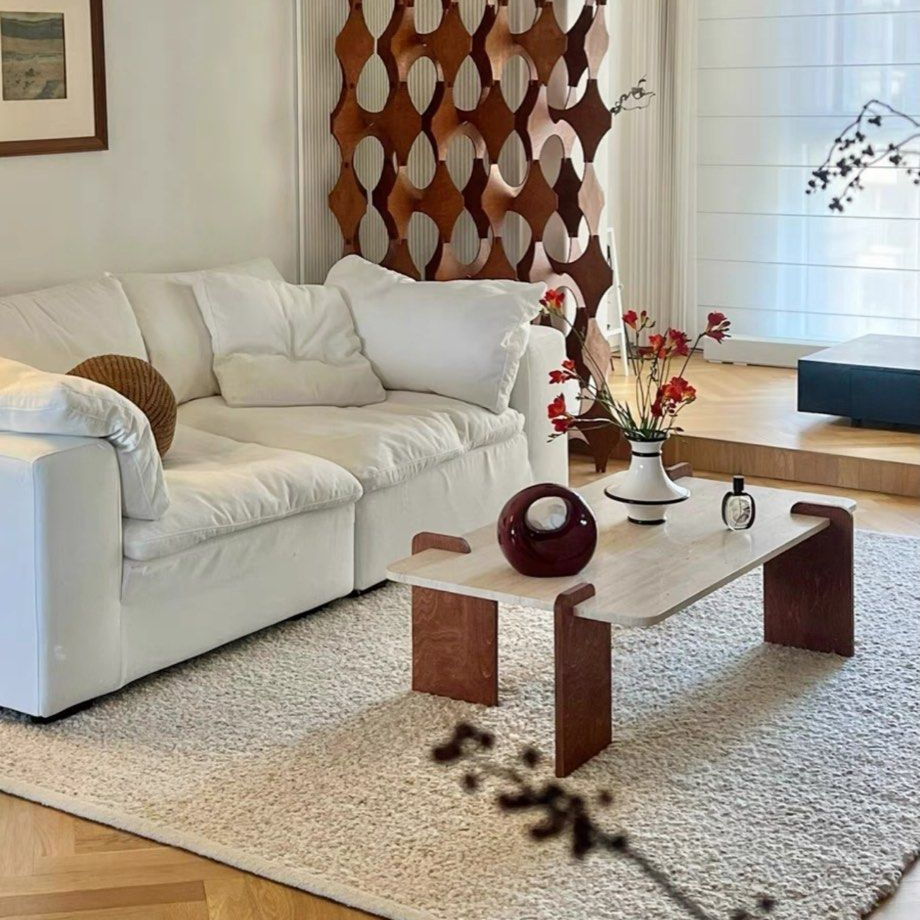 DOZAR Modern Travertine Coffee Table - Radical Homes Singapore