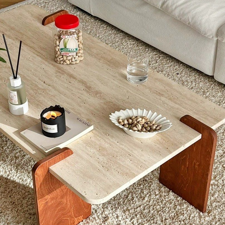 DOZAR Modern Travertine Coffee Table - Radical Homes Singapore