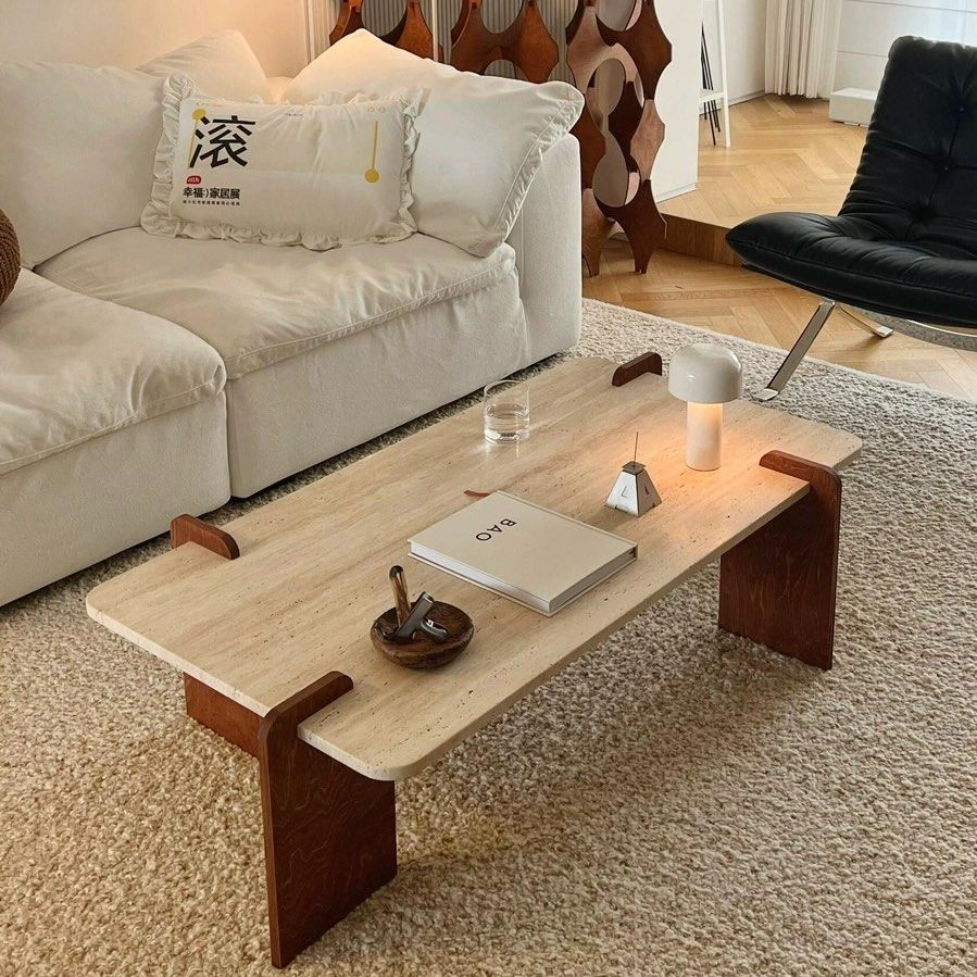 DOZAR Modern Travertine Coffee Table - Radical Homes Singapore