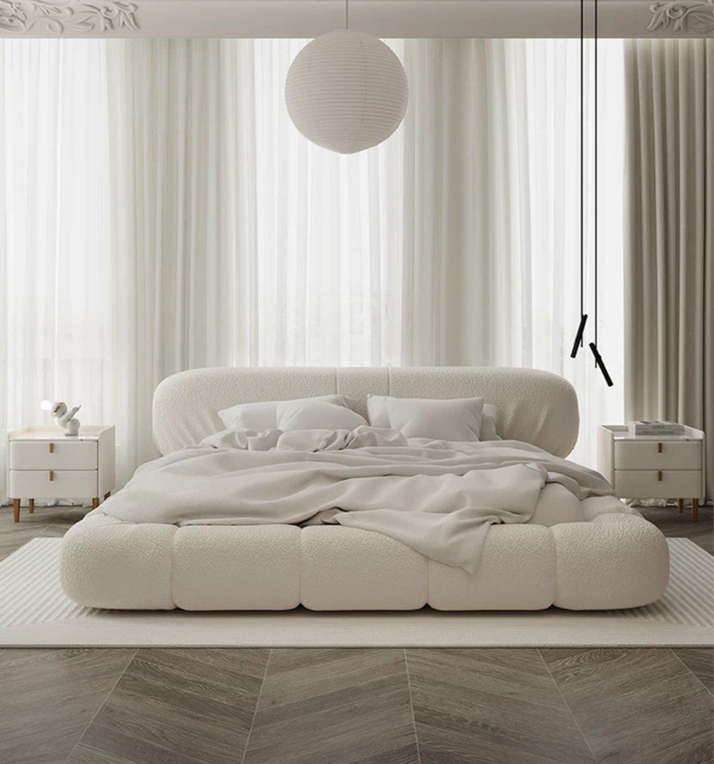 LAMAR Modern Boucle Bedframe - Radical Homes Singapore