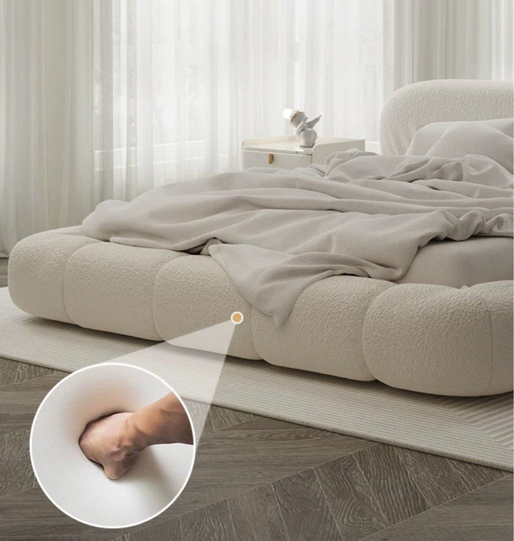 LAMAR Modern Boucle Bedframe - Radical Homes Singapore