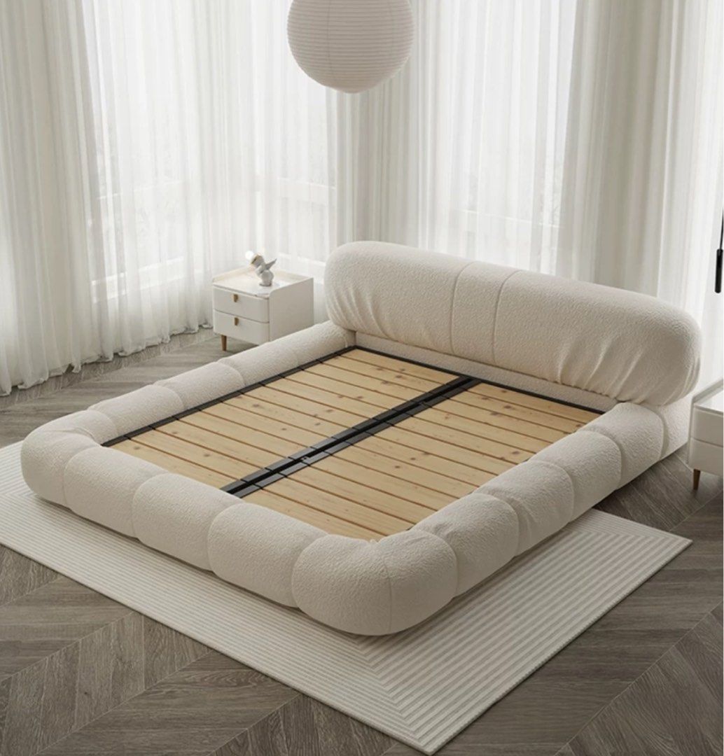 LAMAR Modern Boucle Bedframe - Radical Homes Singapore
