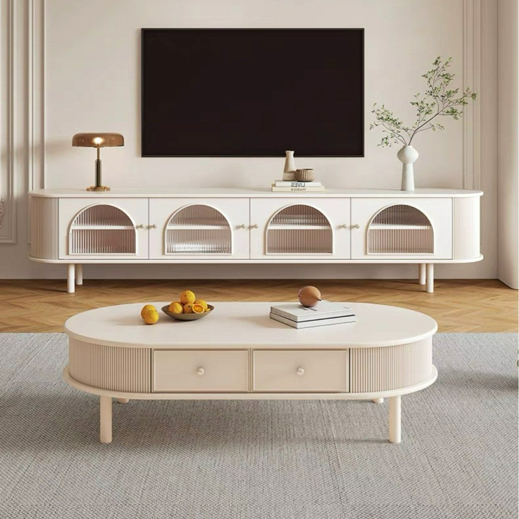 TULAN Modern Cream TV Console & Coffee Table - Radical Homes Singapore