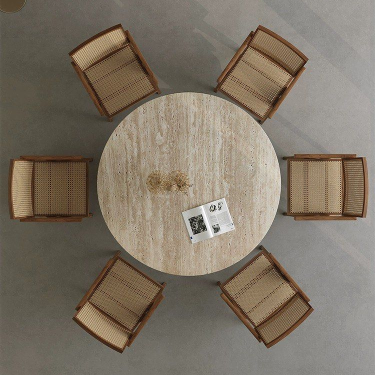 VENICE Modern Round Travertine Dining Table - Radical Homes Singapore