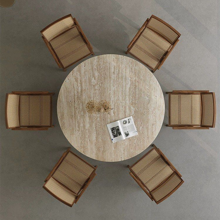 VENICE Modern Round Travertine Dining Table - Radical Homes Singapore