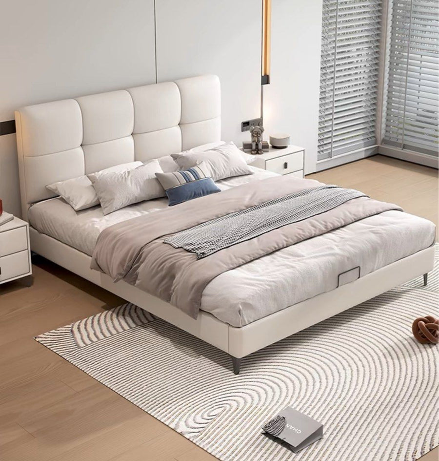 LAUREL Modern Genuine Leather Bedframe - Radical Homes Singapore
