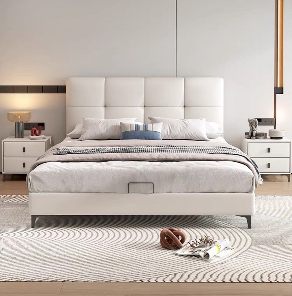 LAUREL Modern Genuine Leather Bedframe - Radical Homes Singapore