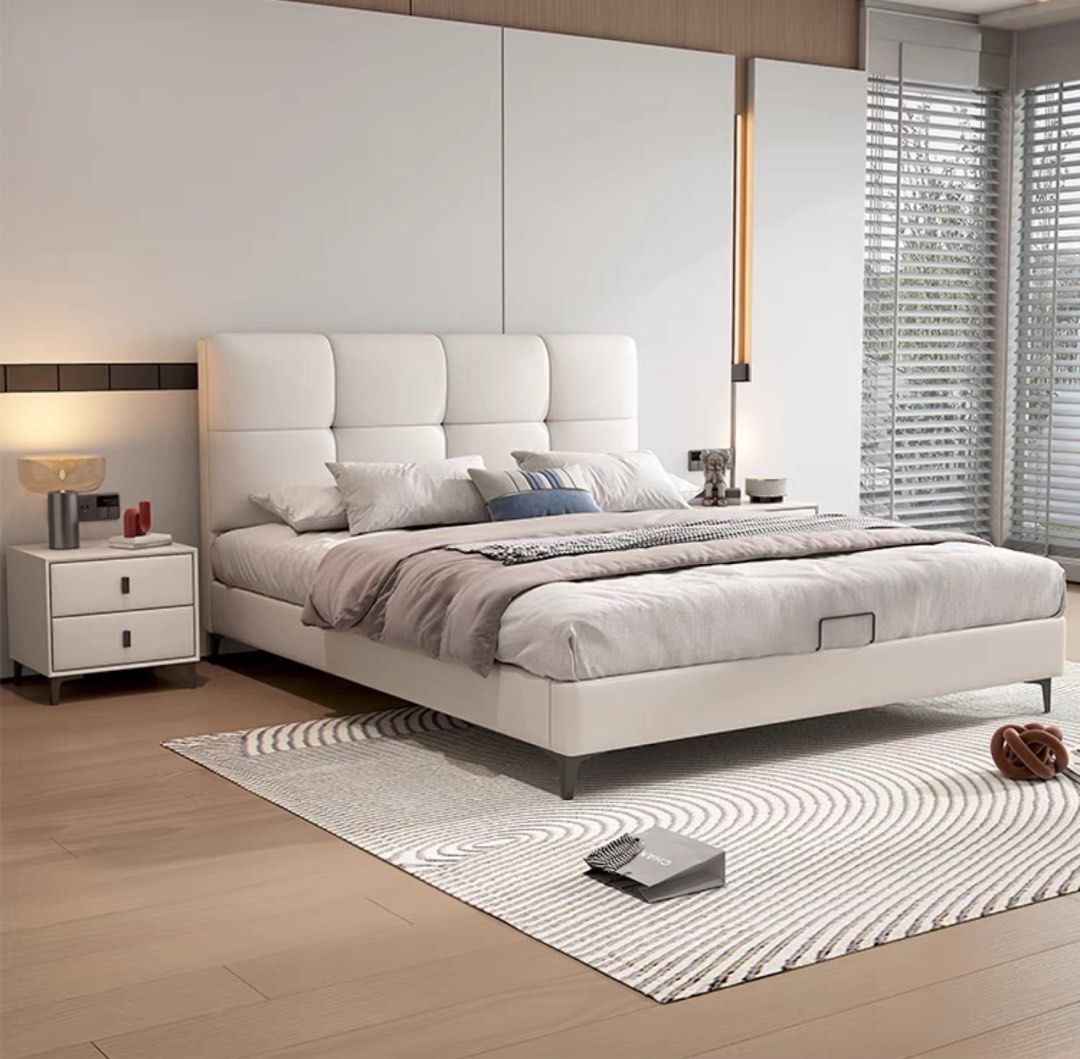 ORVENA Modern Genuine Leather Bedframe - Cassa Haus Singapore