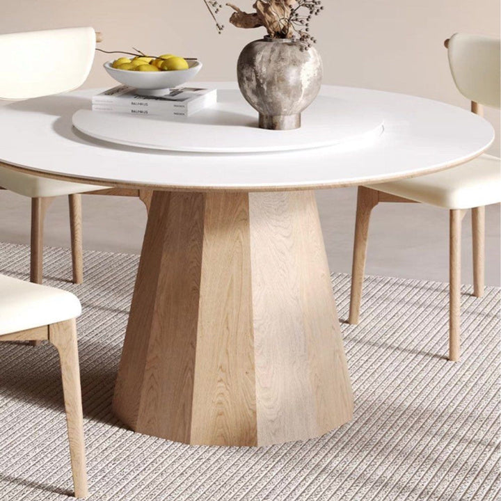 DAMIEN Japandi Round Sintered Stone Dining Table - Radical Homes Singapore
