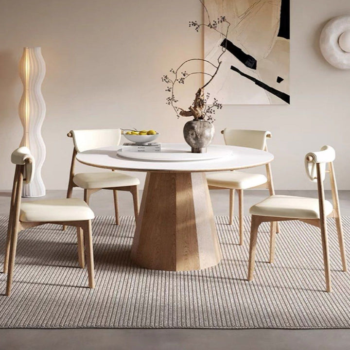 DAMIEN Japandi Round Sintered Stone Dining Table - Radical Homes Singapore