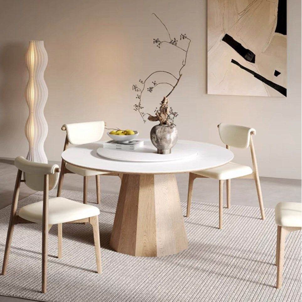 DAMIEN Japandi Round Sintered Stone Dining Table - Radical Homes Singapore