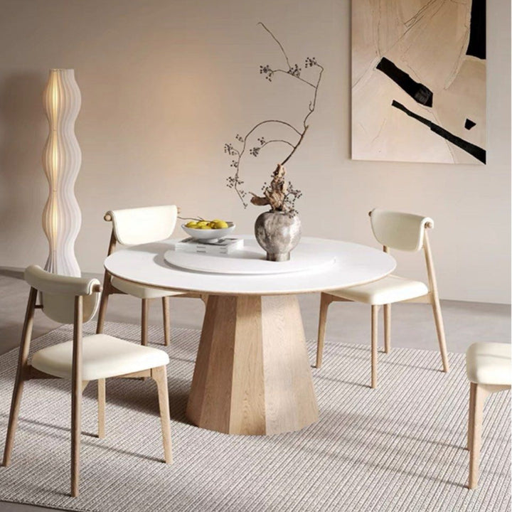 DAMIEN Japandi Round Sintered Stone Dining Table - Radical Homes Singapore