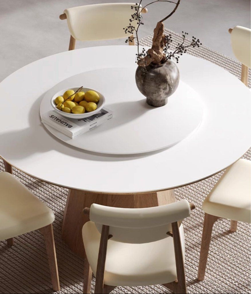 DAMIEN Japandi Round Sintered Stone Dining Table - Radical Homes Singapore