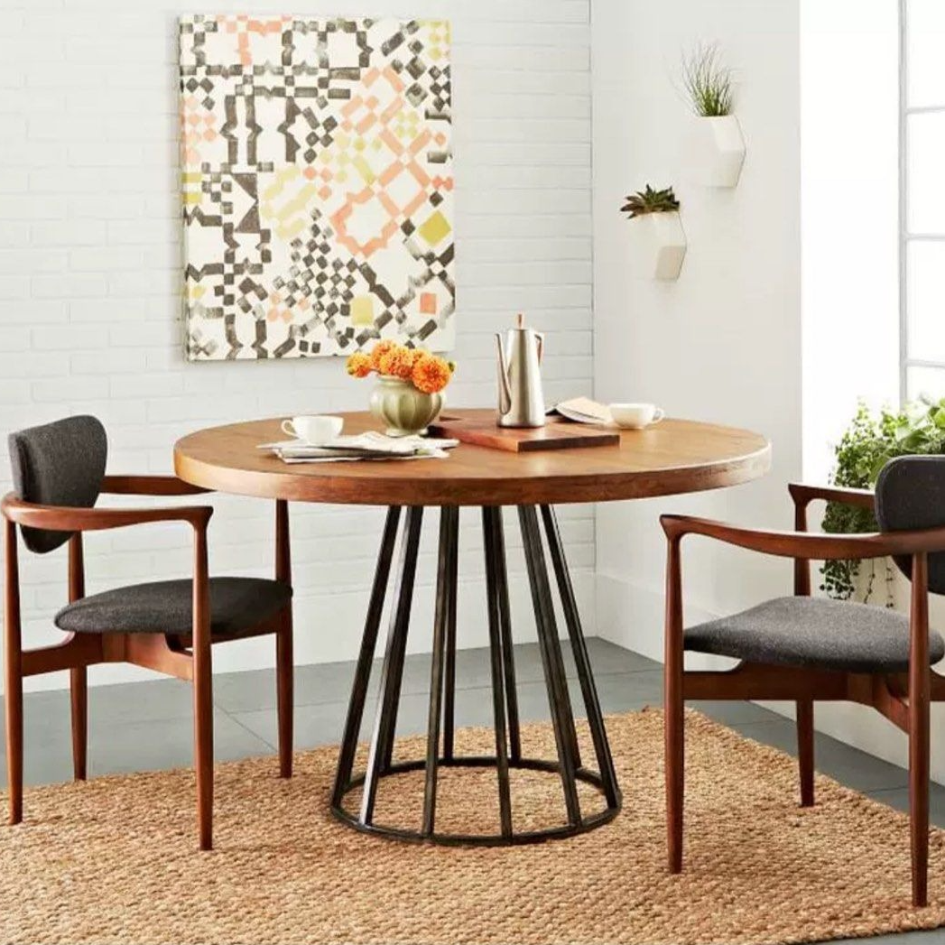 MARCIANO Industrial Solid Wood Round Dining Table - Radical Homes Singapore