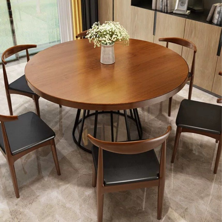 MARCIANO Industrial Solid Wood Round Dining Table - Radical Homes Singapore