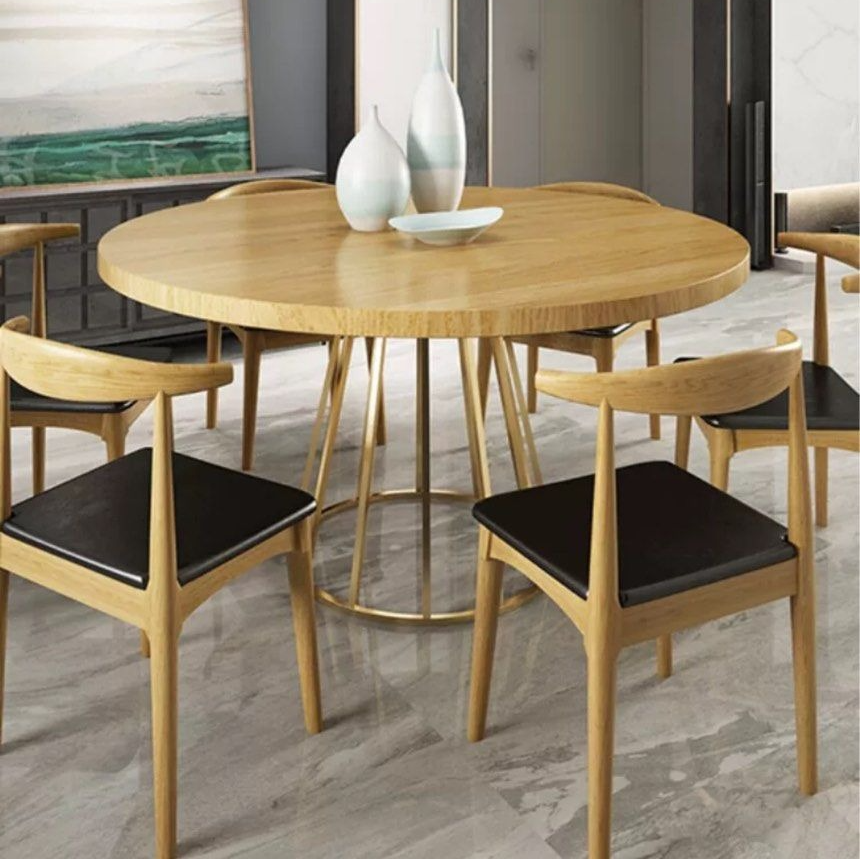 MARCIANO Industrial Solid Wood Round Dining Table - Radical Homes Singapore