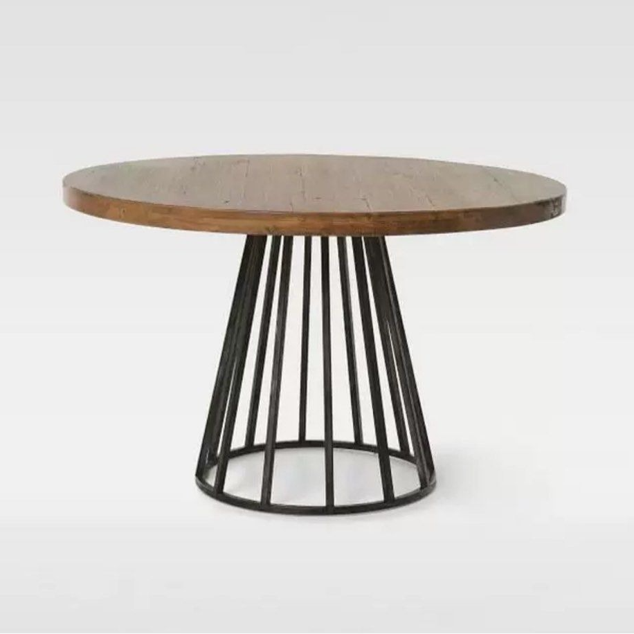 MARCIANO Industrial Solid Wood Round Dining Table - Radical Homes Singapore