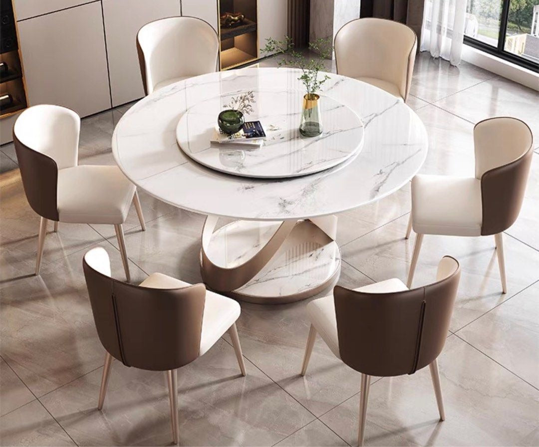 VALDEZ Modern Sintered Stone Round Dining Table - Radical Homes Singapore