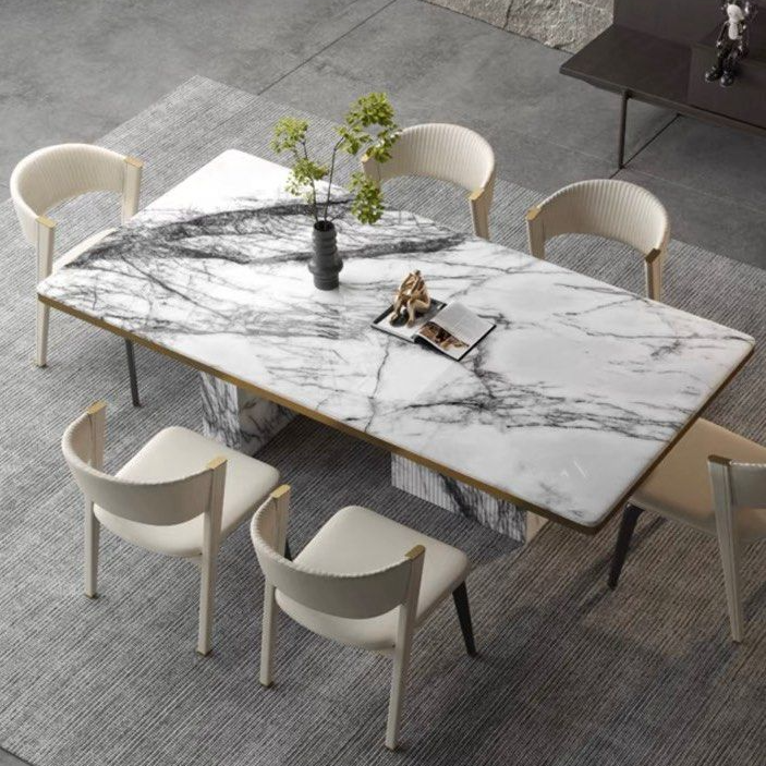 JAMIE Modern Natural Marble Dining Table - Radical Homes Singapore