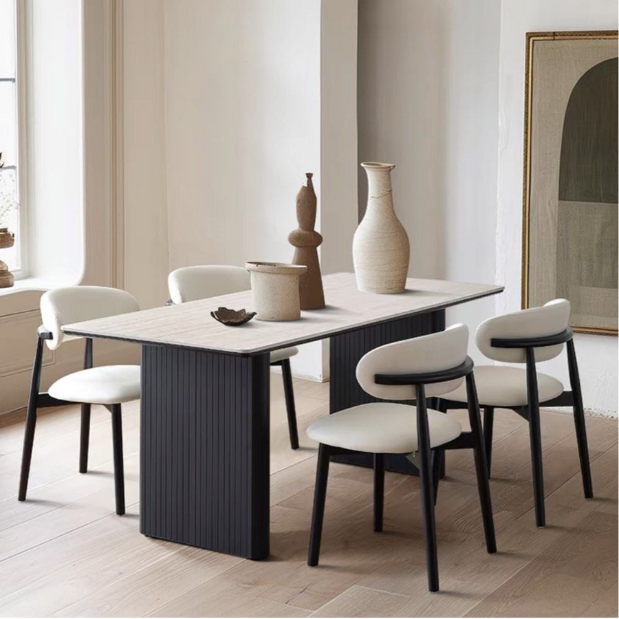 DUPONT Modern Travertine Dining Table - Radical Homes Singapore