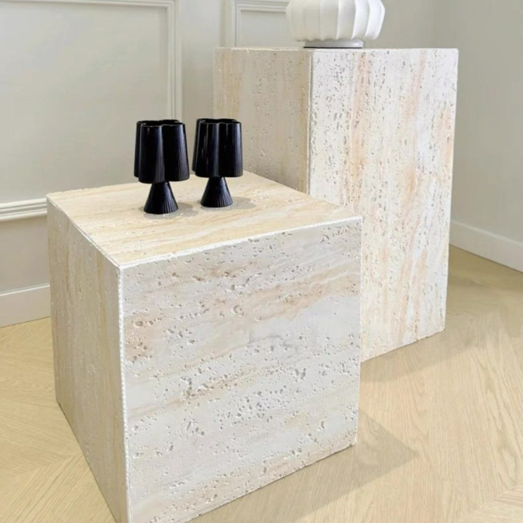 STILGAR Wabi Sabi Travertine Side Table - Radical Homes Singapore