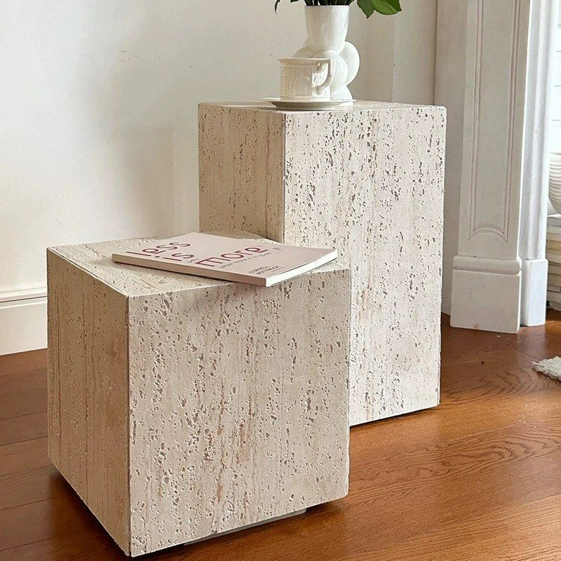 STILGAR Wabi Sabi Travertine Side Table - Radical Homes Singapore