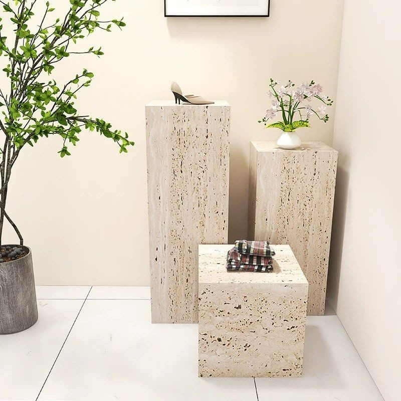 STILGAR Wabi Sabi Travertine Side Table - Radical Homes Singapore