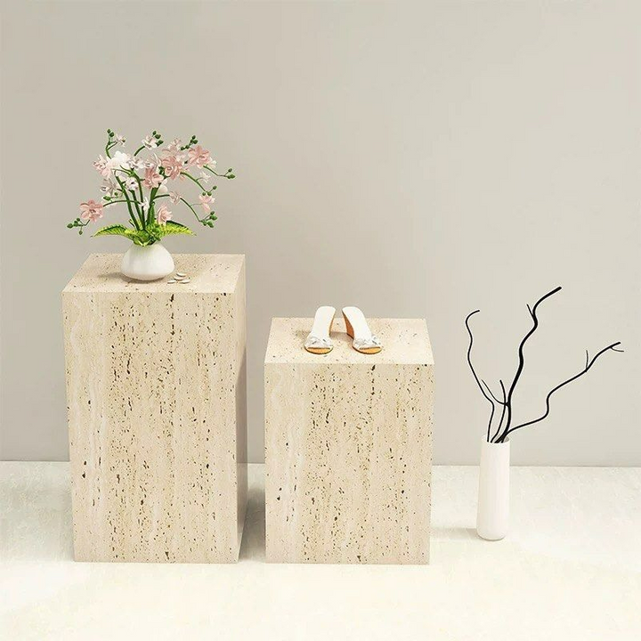 STILGAR Wabi Sabi Travertine Side Table - Radical Homes Singapore