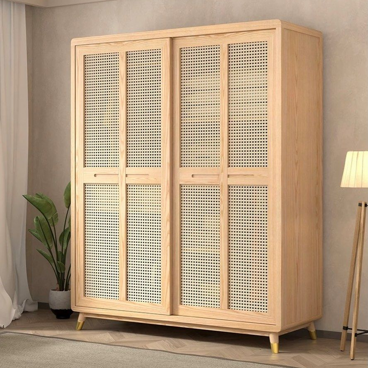 AURELIA Japandi Rattan Wardrobe - Radical Homes Singapore