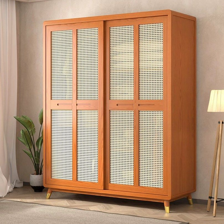 AURELIA Japandi Rattan Wardrobe - Radical Homes Singapore
