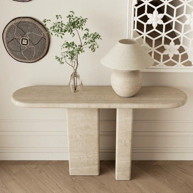 VALDA Modern Travertine Console Table - Radical Homes Singapore