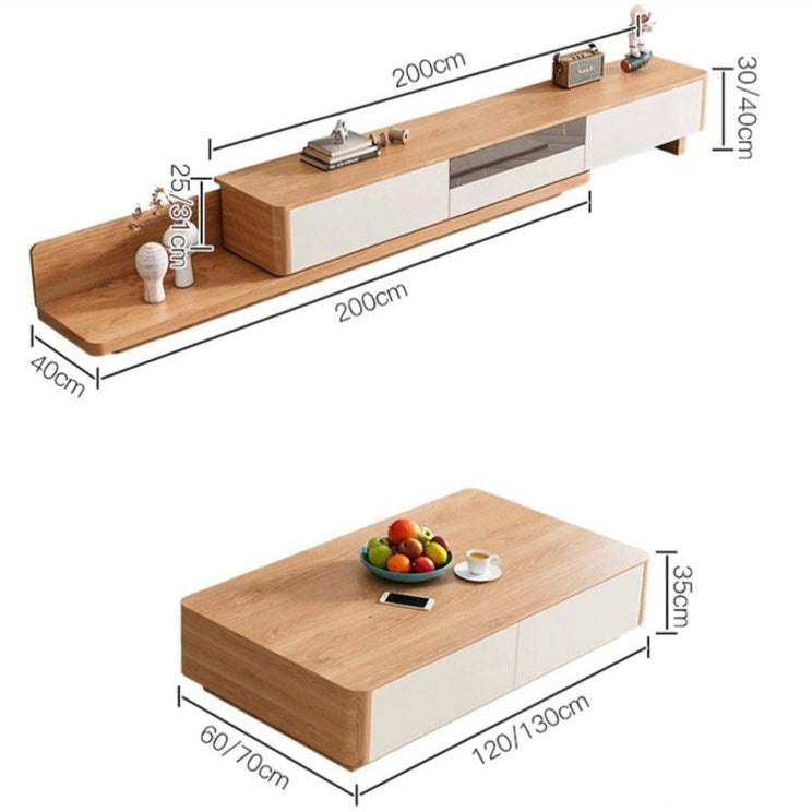 FUMIKO Japandi Extendable TV Console & Coffee Table - Radical Homes Singapore