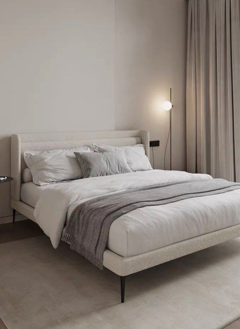 LOZAN Modern Boucle Bedframe - Radical Homes Singapore