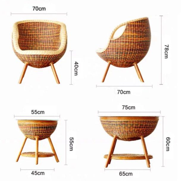 BUSRE Rustic Rattan Outdoor Chair - Radical Homes Singapore