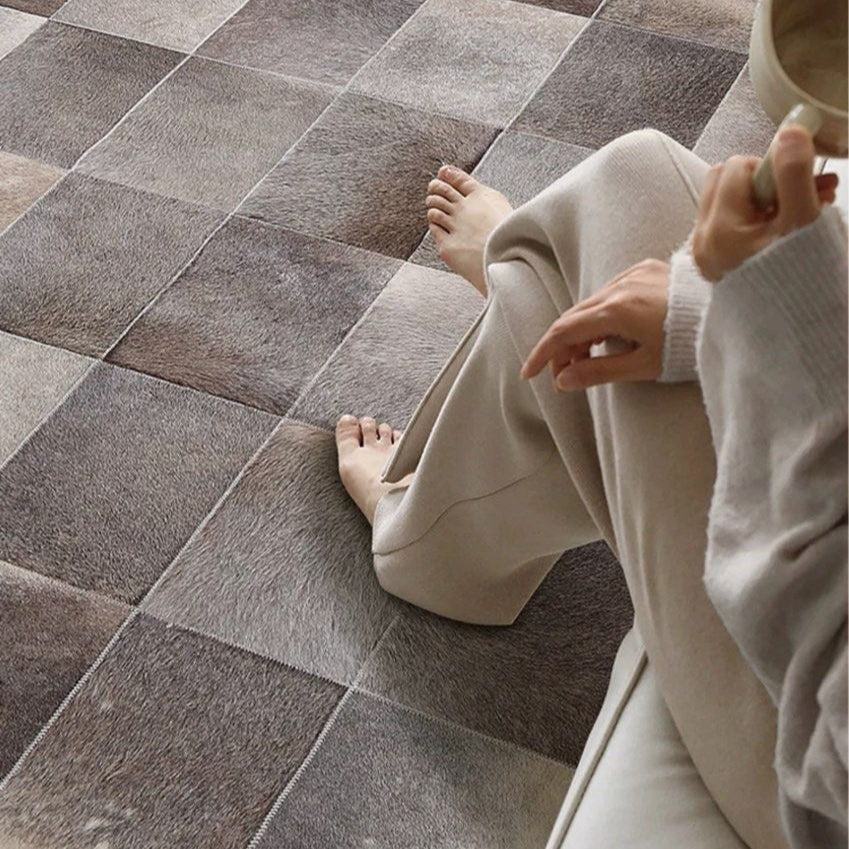 IRIDESSA Modern Cowhide Leather Rug - Cassa Haus Singapore